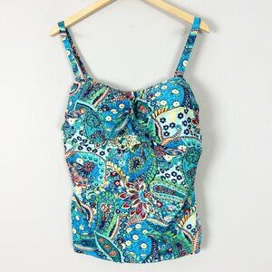 NEW Chaps Floral Paisley Tankini Top Swim Suit Colorful Size 22W Women's